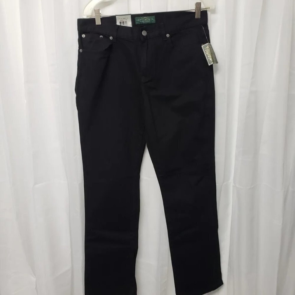 NWT Lauren Ralph Lauren Manhattan Black Classic Straight Leg Jean Size 10P